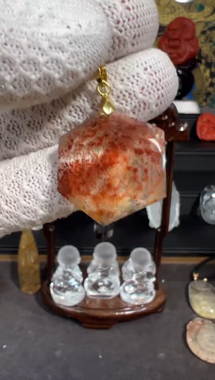 吊坠(不含链)未镶嵌水晶天然水晶红幽灵吊坠001