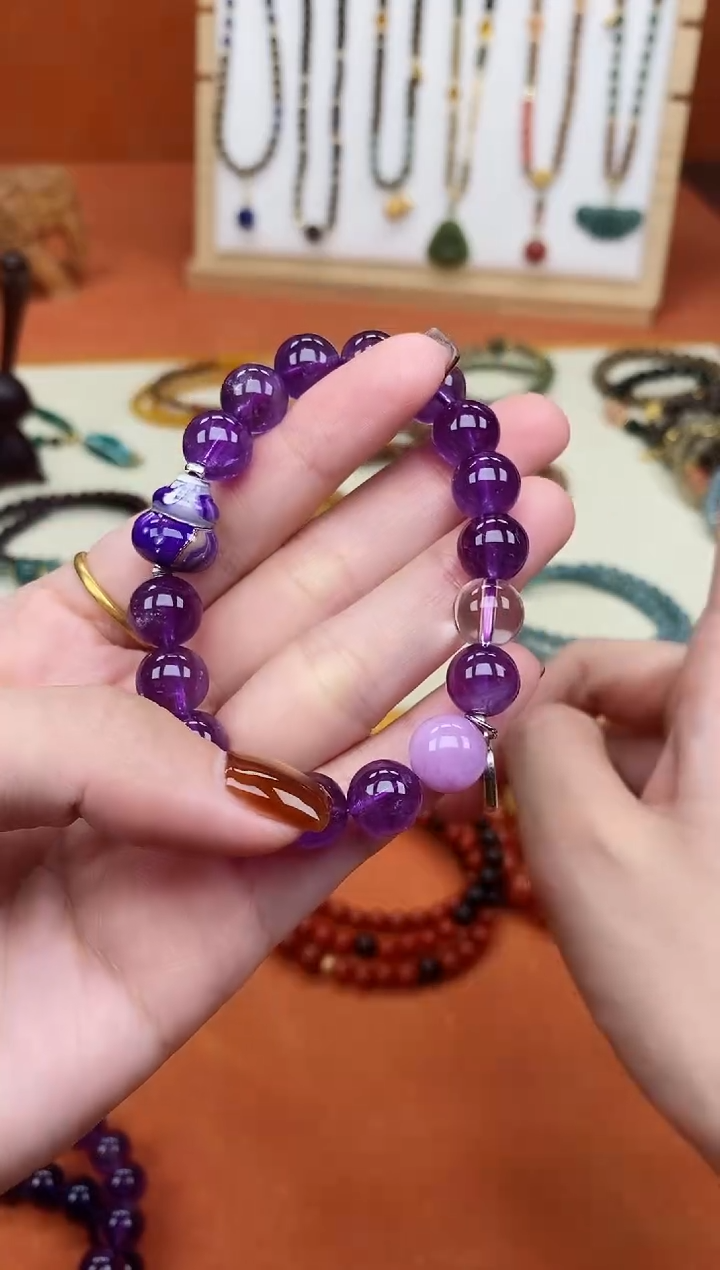 未镶嵌手链紫晶1.0紫水晶单圈手串