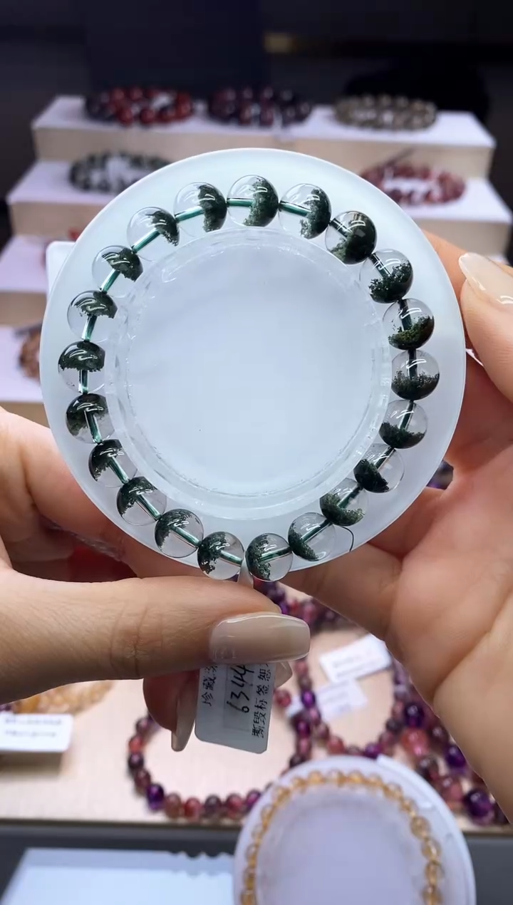 【闪购商品】水晶手链未镶嵌聚宝盆绿幽灵单圈9m+