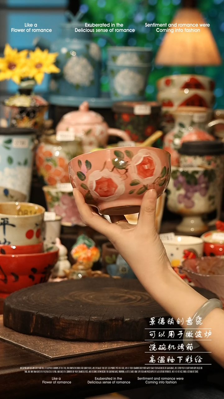 陶瓷景德镇高温釉下彩手工手绘款式