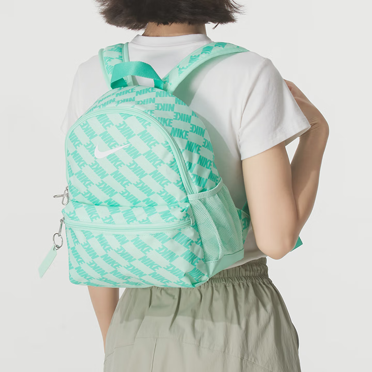 NIKE/耐克【胜道体育】新款品牌徽标织物双肩包迷你绿色HV6481353