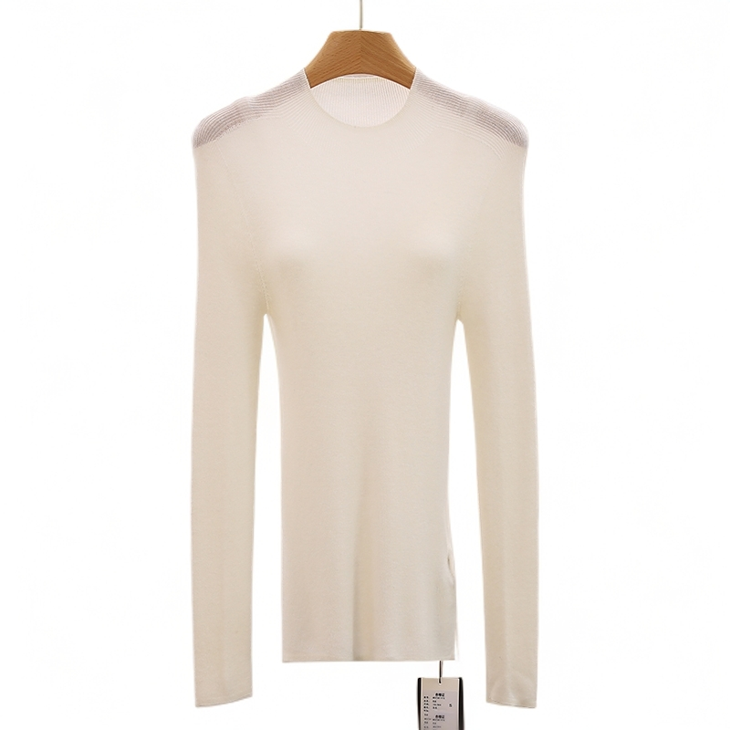 F8005-【M】通勤日常纯色修身半高领叠穿针织衫#XMF58M017