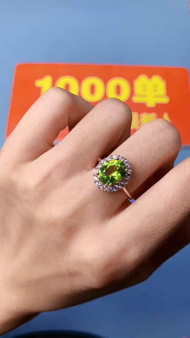 【闪购商品】橄榄石戒指银S925镶嵌33336