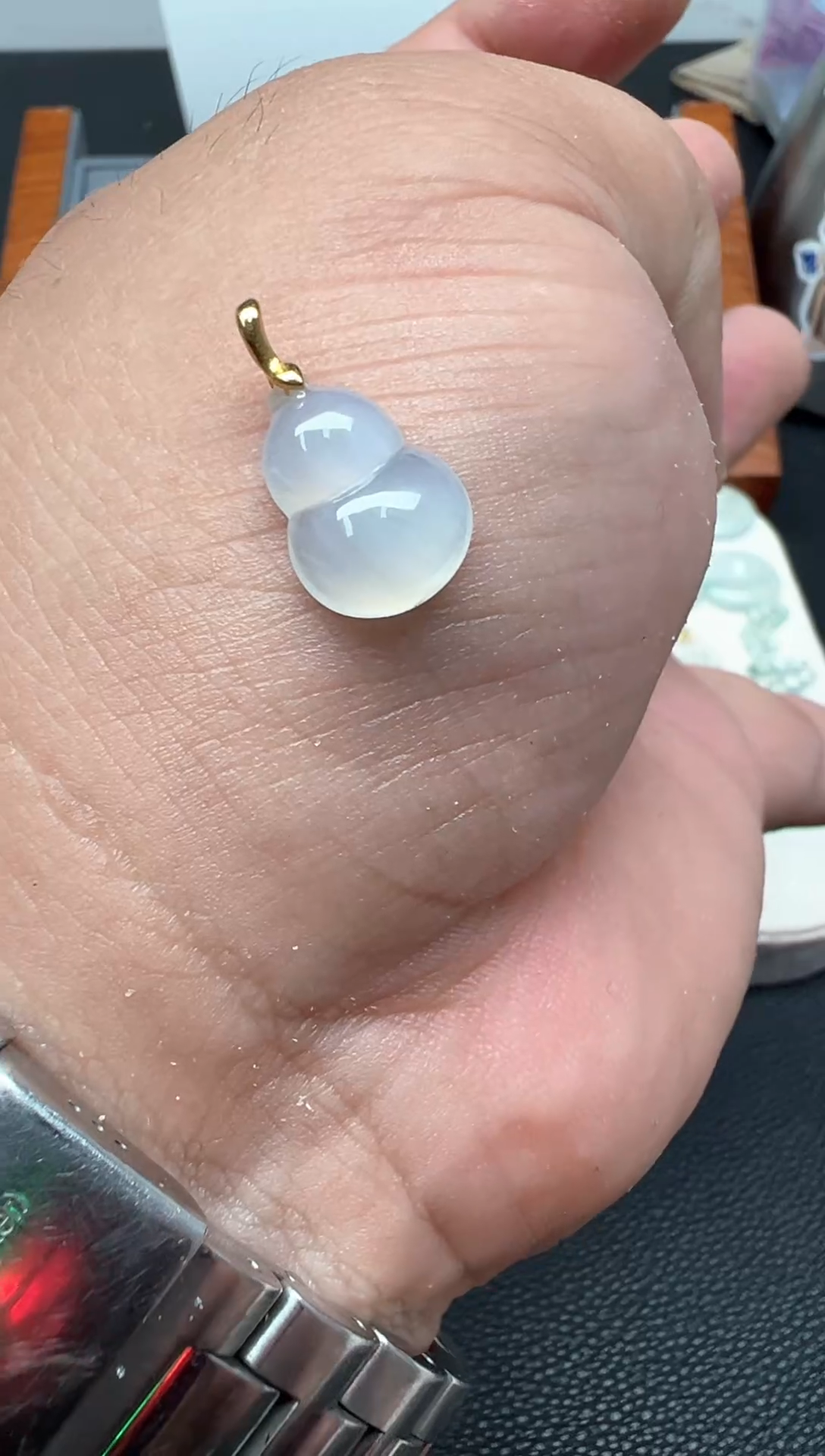 颈饰18K金镶嵌翡翠（26号链接）纯天然缅甸翡翠a货葫芦吊坠