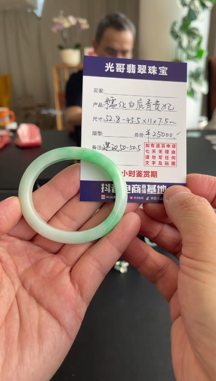 未镶嵌手镯翡翠光哥特推翡翠白底青贵妃手镯