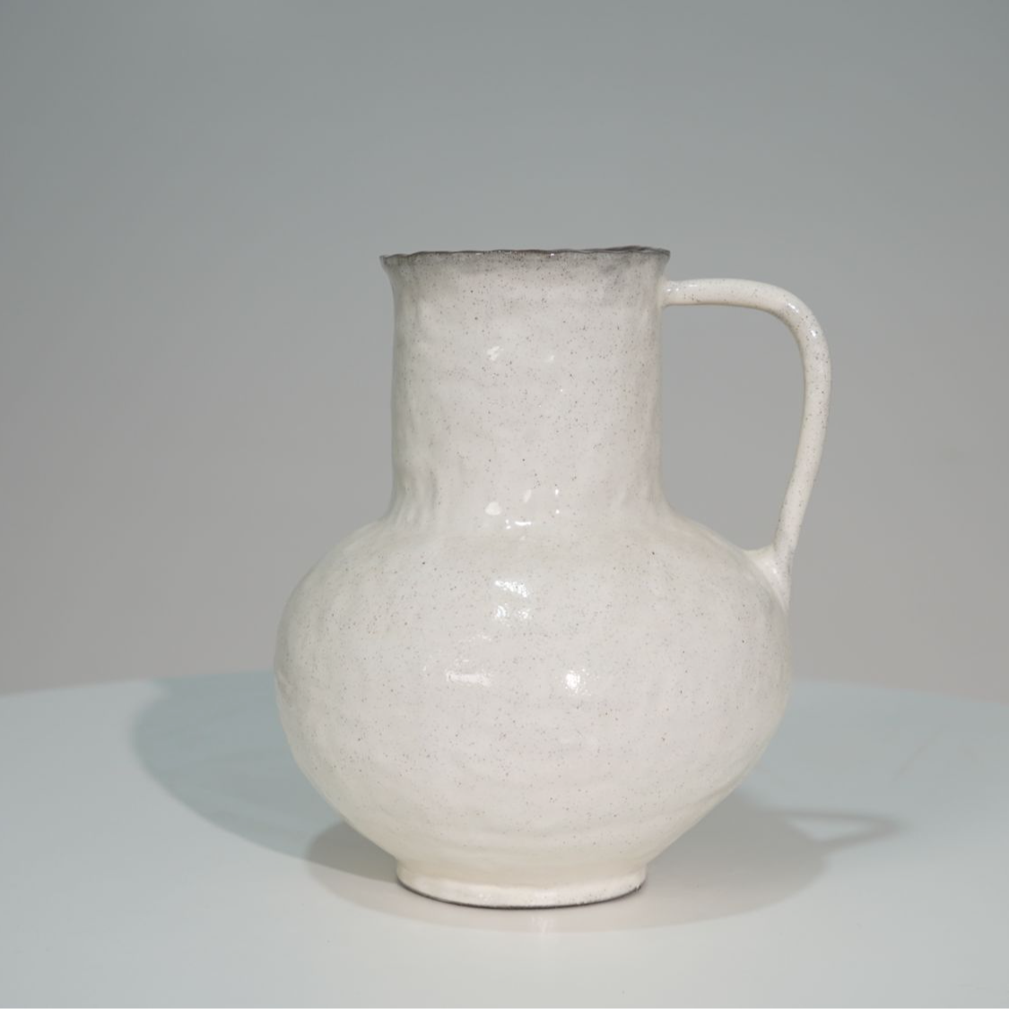 【云舍甄选】景德镇高端陶花瓶 奶油白单耳花瓶复古家居摆件