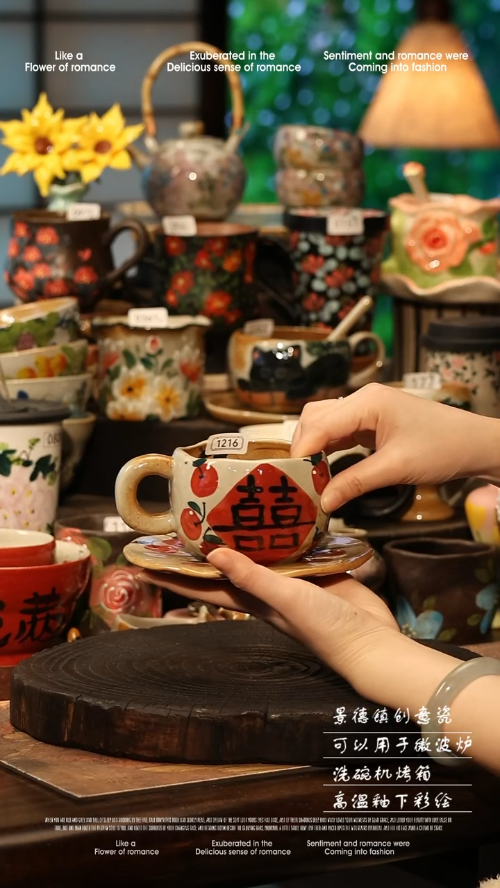 陶瓷景德镇高温釉下彩手工手绘款式@A1216@