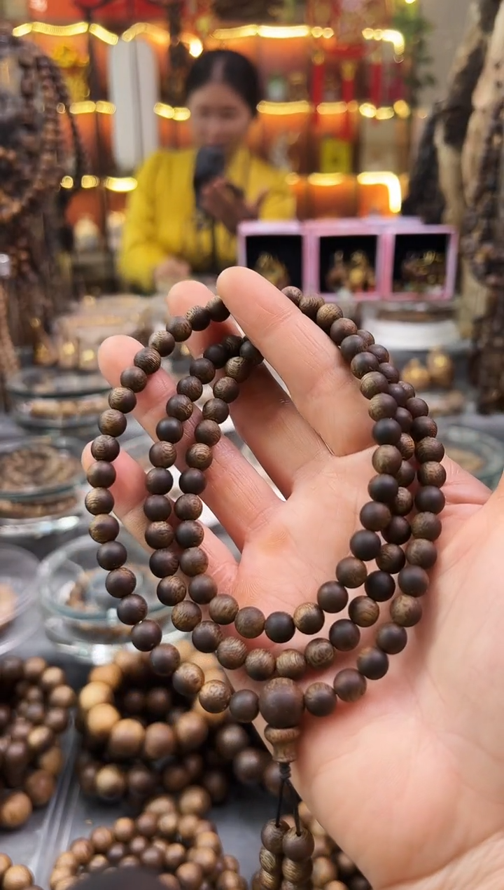 沉香手串禅*棋楠白露圆珠多圈