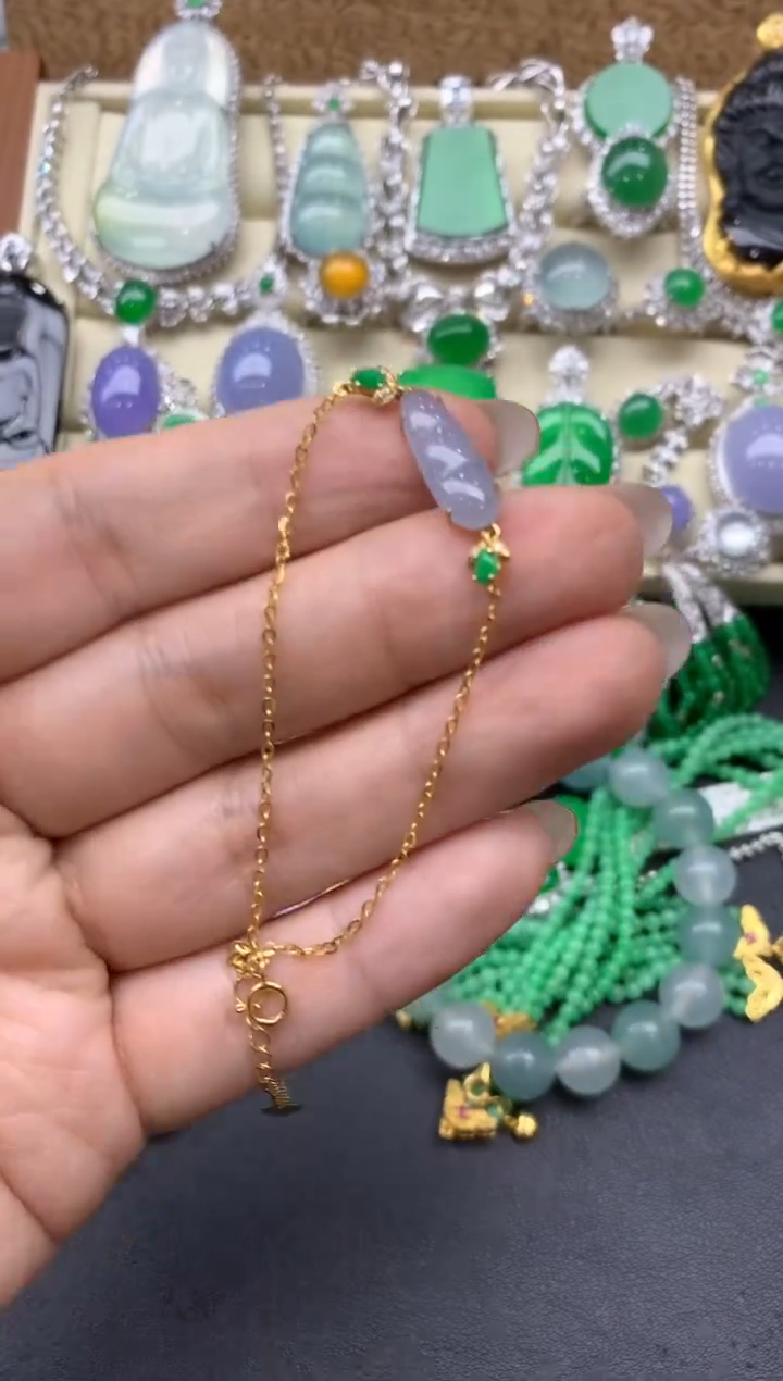 【闪购商品】翡翠手串18K金镶嵌302-中国好珍宝