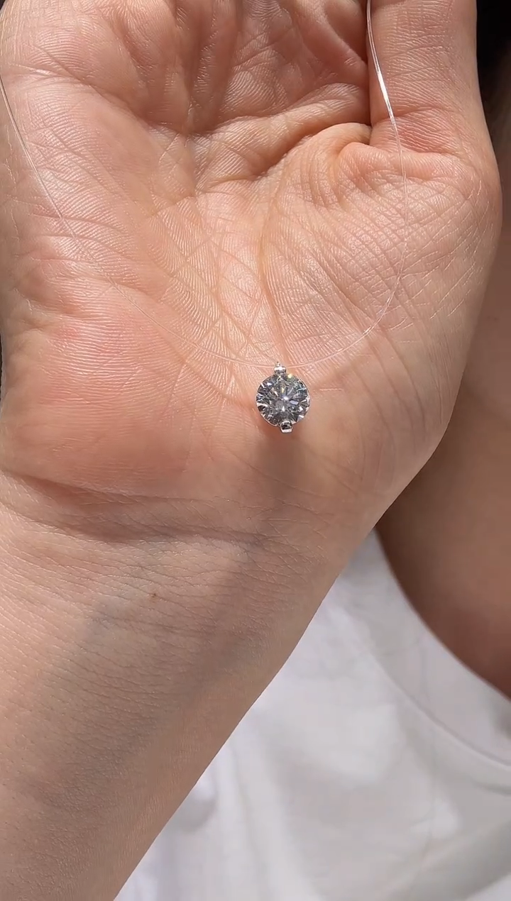 实验室培育钻石18K金镶嵌颈饰一克拉人鱼线