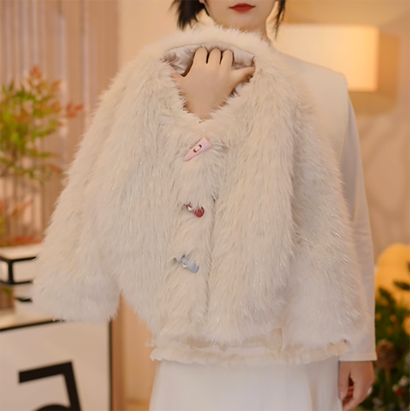 【米小洛】2025女童冬季新款时髦百搭毛绒保暖洋气外套气质休闲风