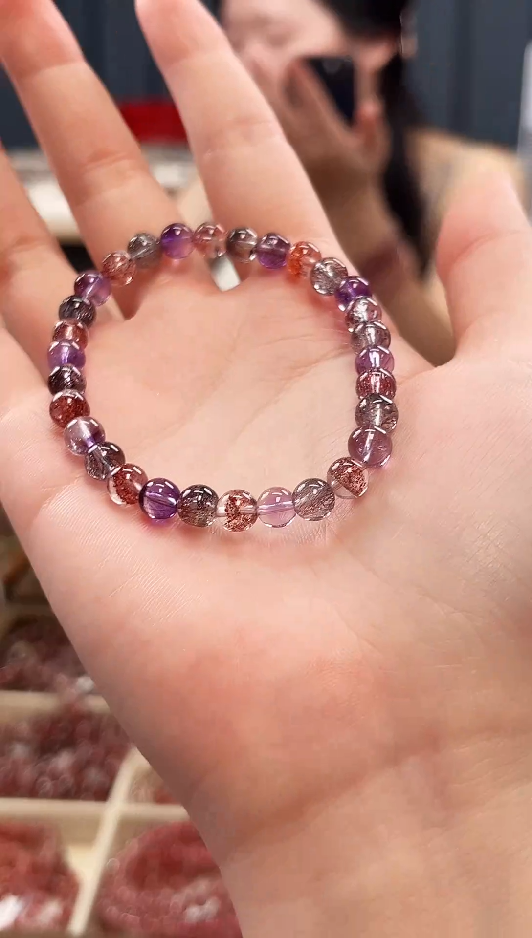 未镶嵌手串水晶黑加仑超七单圈手串6mm【多样性发一】