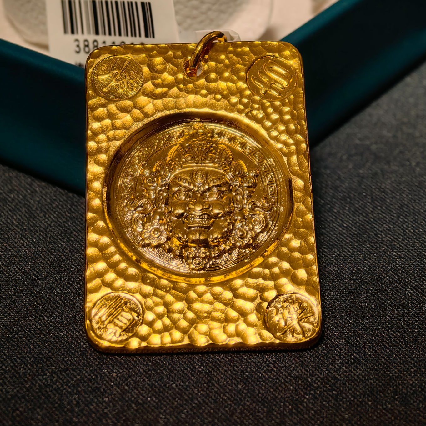 吊坠足银 厚金足银999工艺黄财神吊牌纯手工打造吊坠双面吊坠
