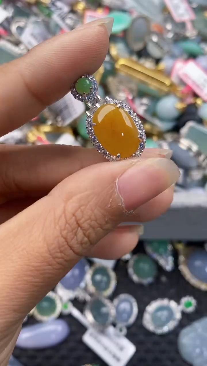 银S925镶嵌戒指翡翠666----3