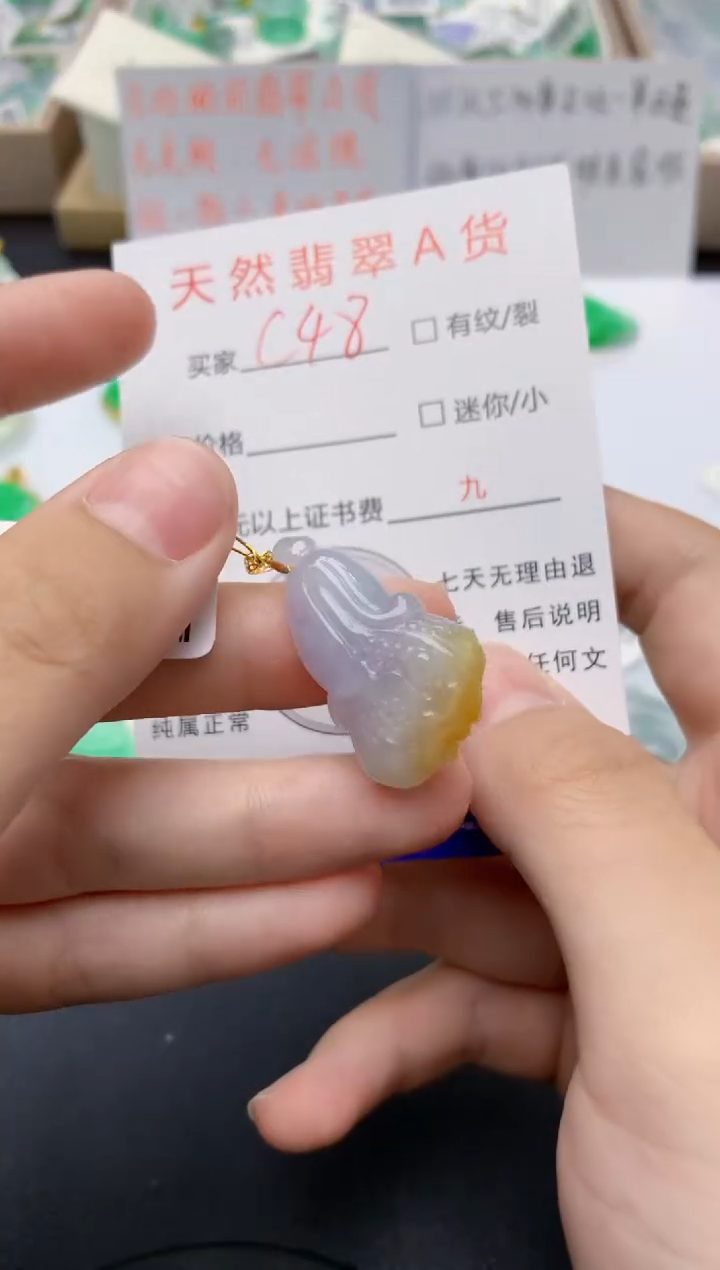 翡翠18K金镶嵌颈饰天然缅甸A货翡翠