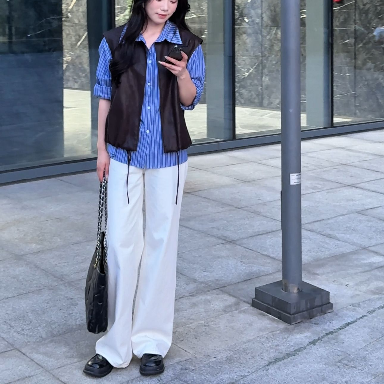 【轻尘静初】通勤宽松型薄款女常规款常规圆领马夹休百搭闲极简风