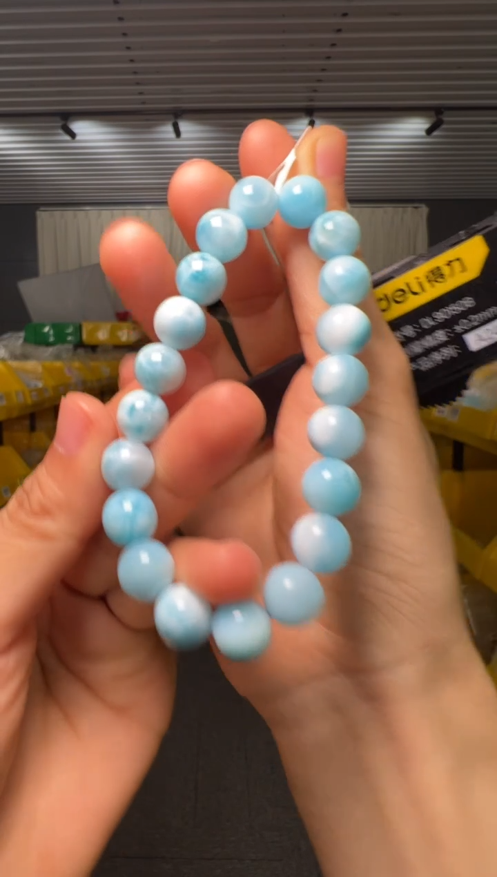 针钠钙石（海纹石）未镶嵌手串约9mm海纹石圆珠单圈手串