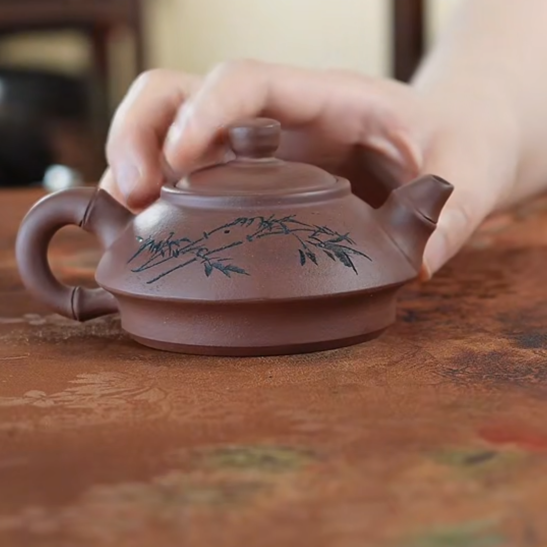 小竹节壶 尹宜民紫砂壶紫泥小竹节壶120ml