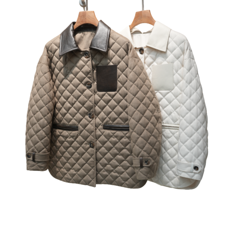 [大牛专属]SDX轻奢女装高级羊毛面料秋冬鹅绒服羊皮拼接领56708