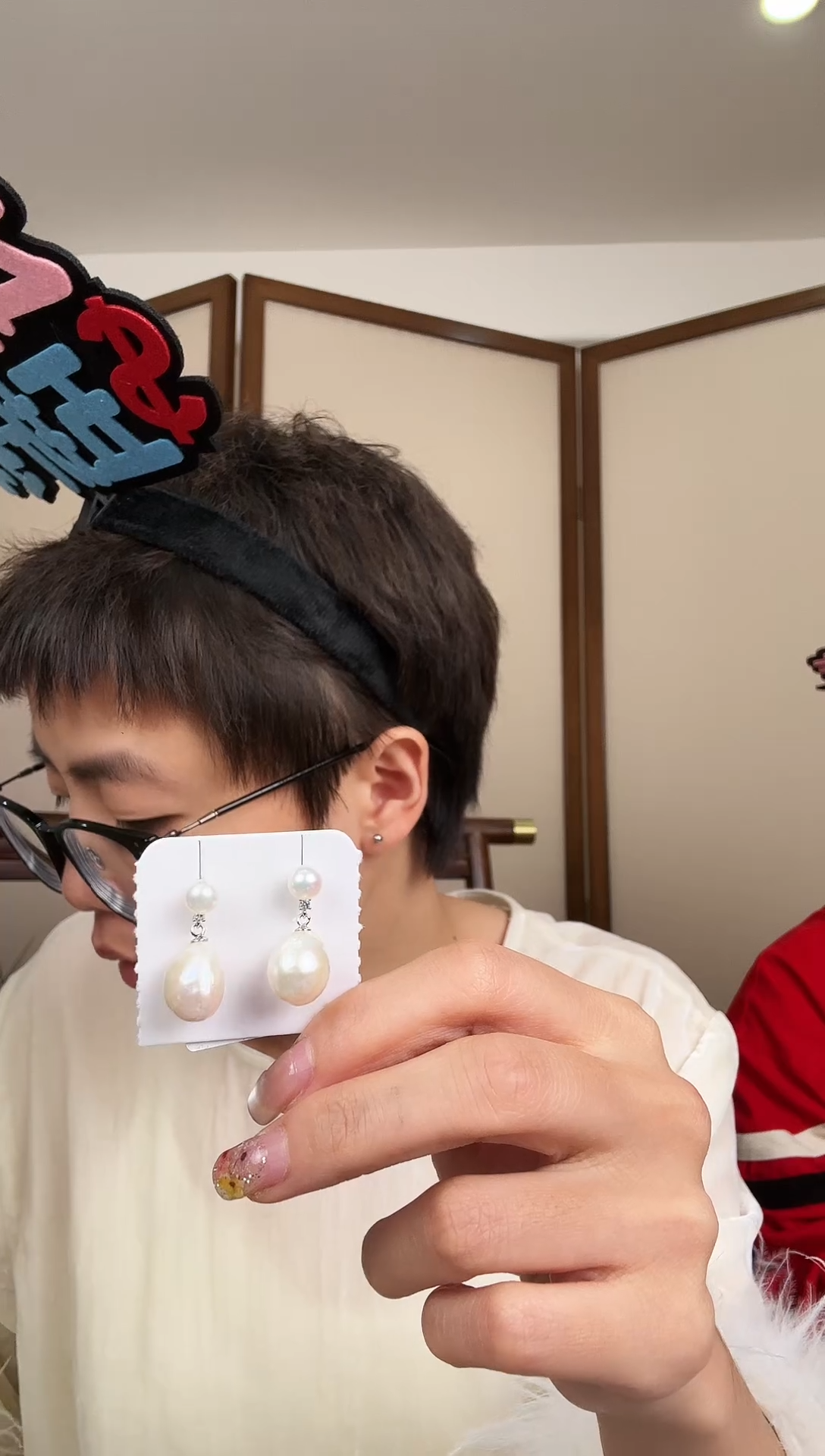 银S925镶嵌耳饰淡水珍珠淡水珍珠设计款耳钉