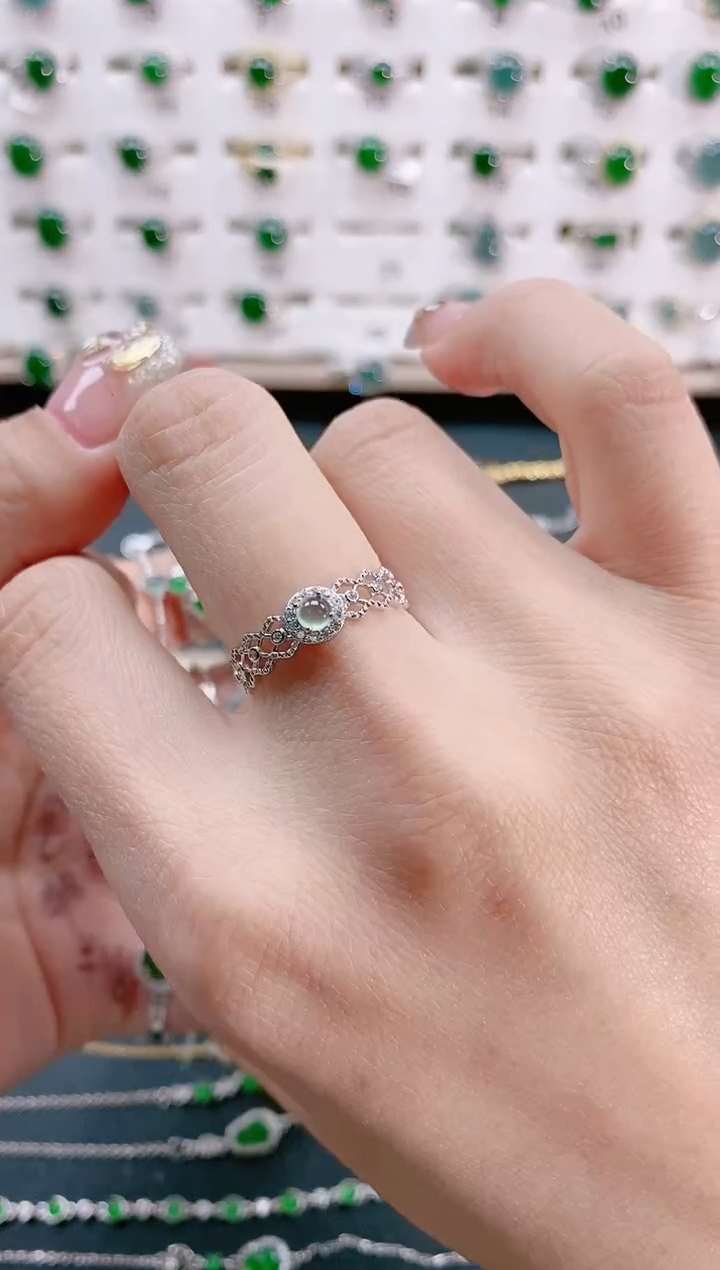 【闪购商品】翡翠戒指银S925镶嵌天然翡翠