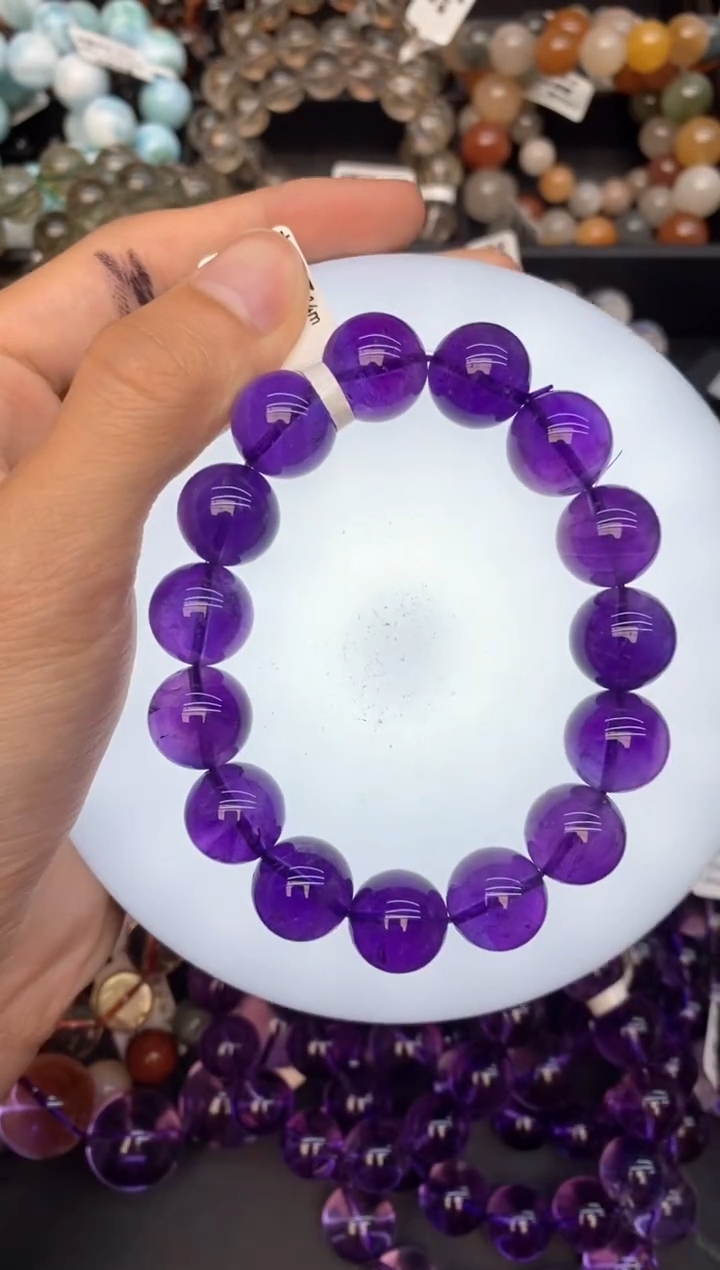 水晶手串未镶嵌13紫水晶14mm