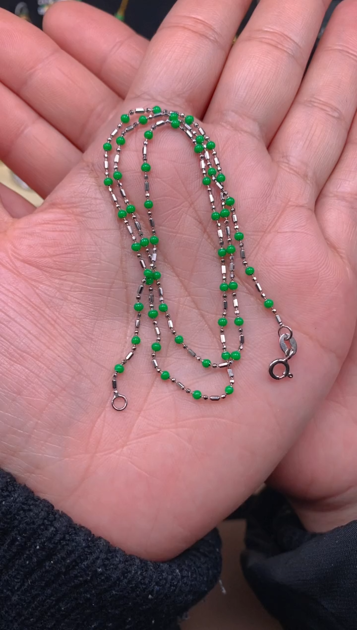 【闪购商品】翡翠颈饰银S925镶嵌项链