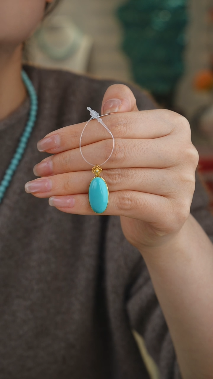 【闪购商品】绿松石吊坠(不含链)18K金镶嵌1