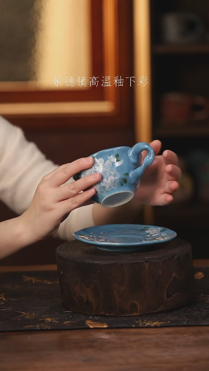 陶瓷 景德镇高温釉下手绘陶瓷@L821@