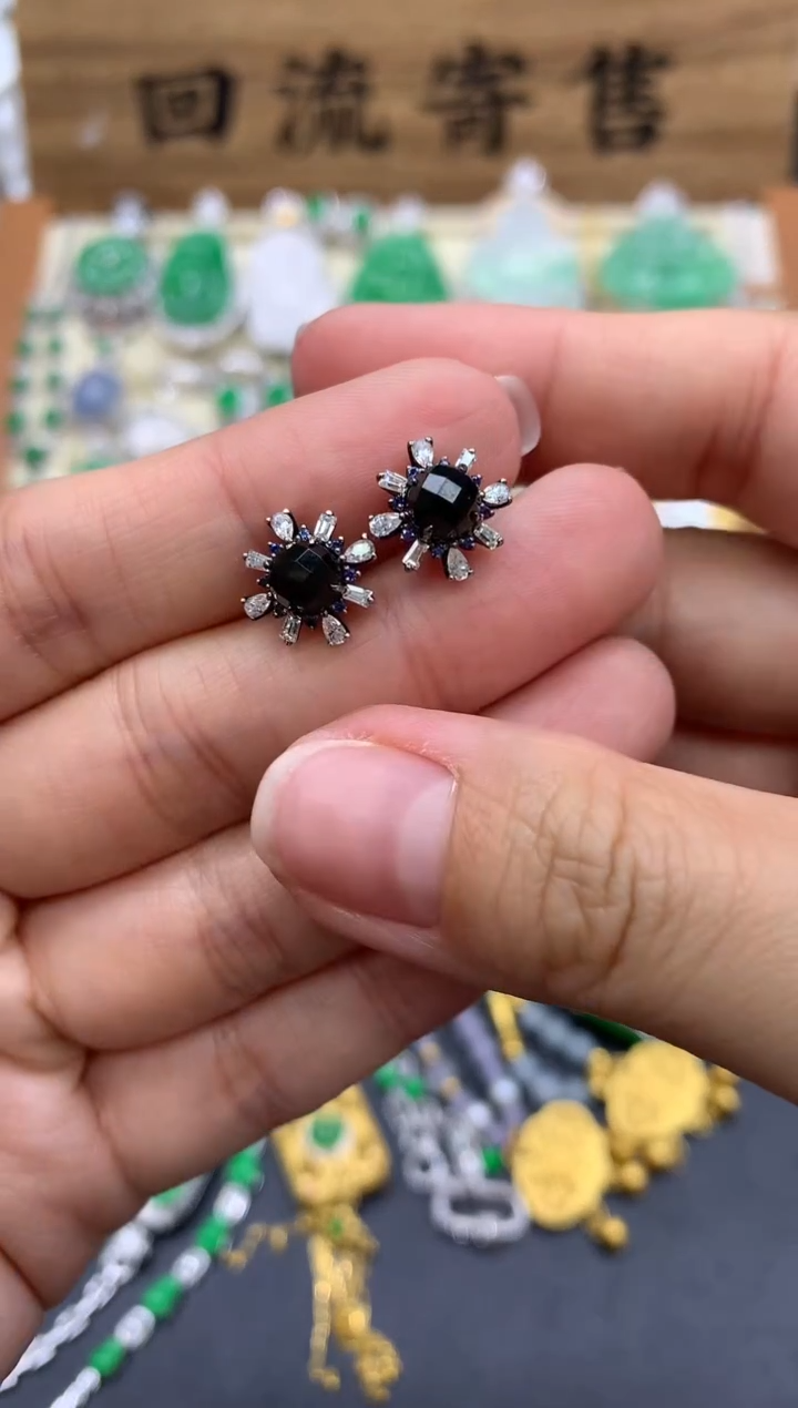 【闪购商品】翡翠耳饰18K金镶嵌366-中国好珍宝