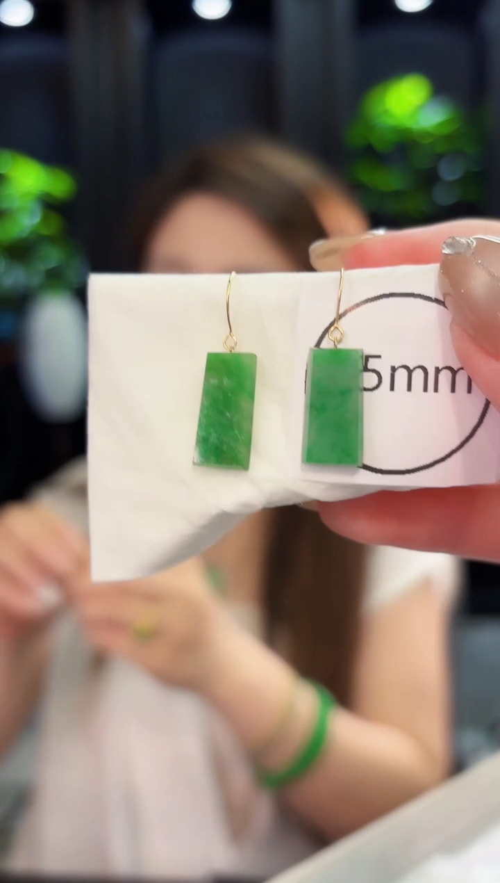 翡翠18K金镶嵌耳饰缅料A货/多样性发货/一件