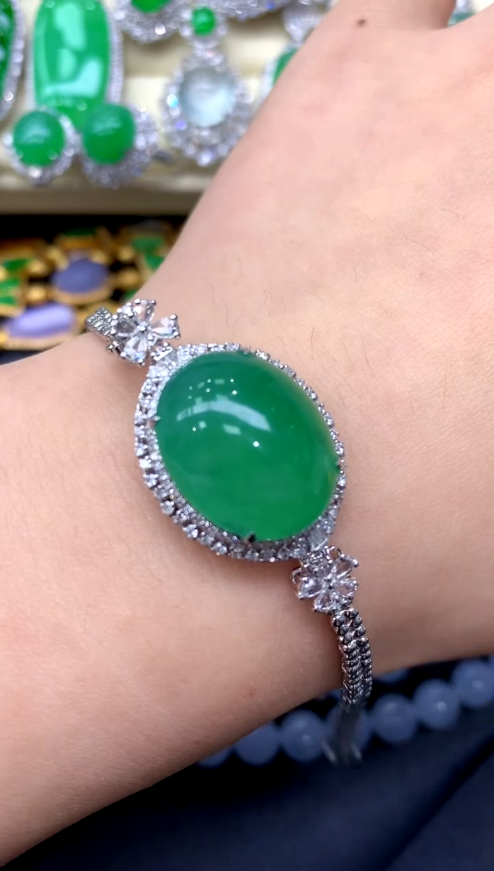 18K金镶嵌手链翡翠363-中国好珍宝