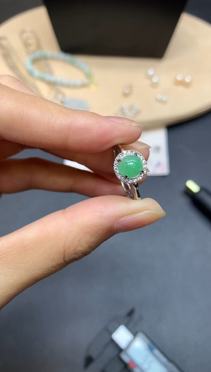 【闪购商品】翡翠戒指银S925镶嵌蛋面【无服务费】