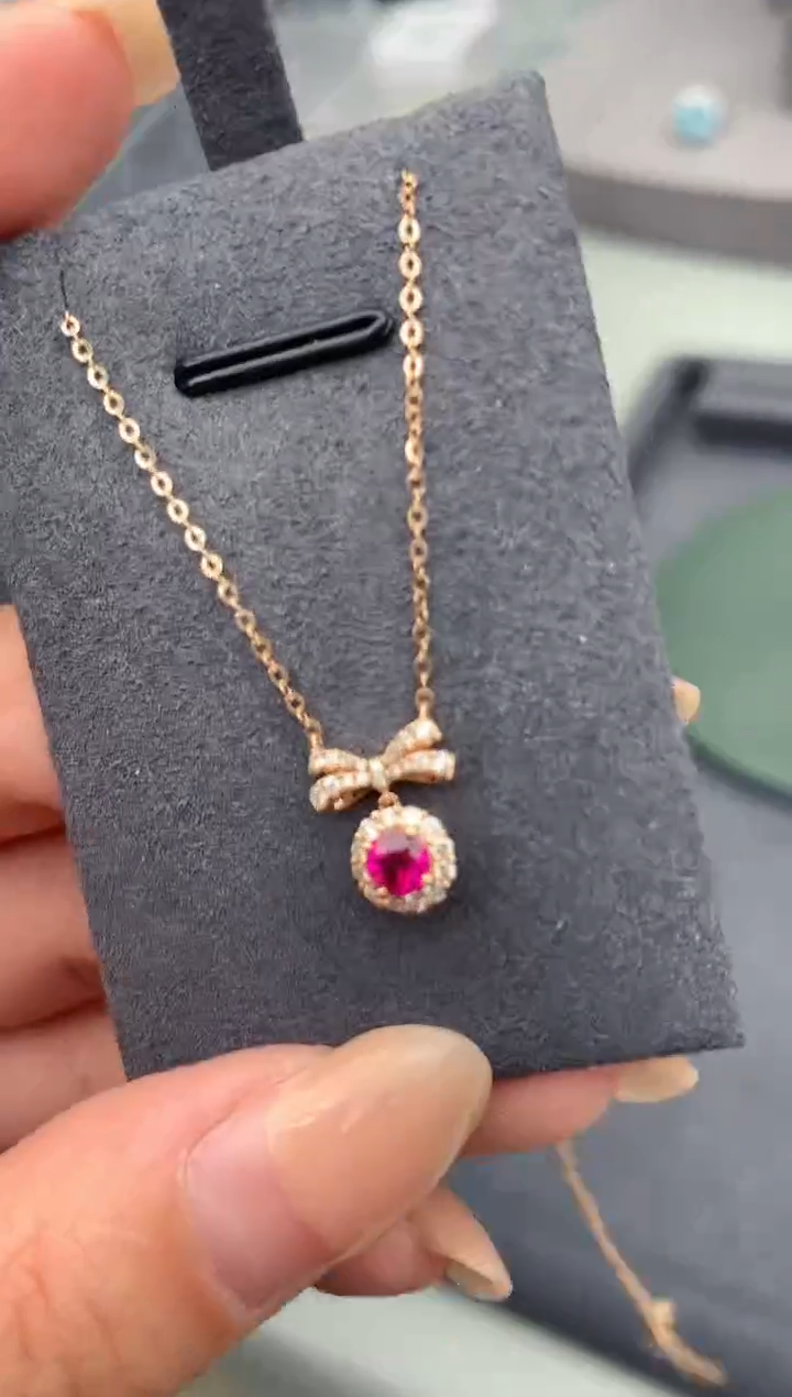 【闪购商品】红宝石颈饰18K金镶嵌20分红宝石项链