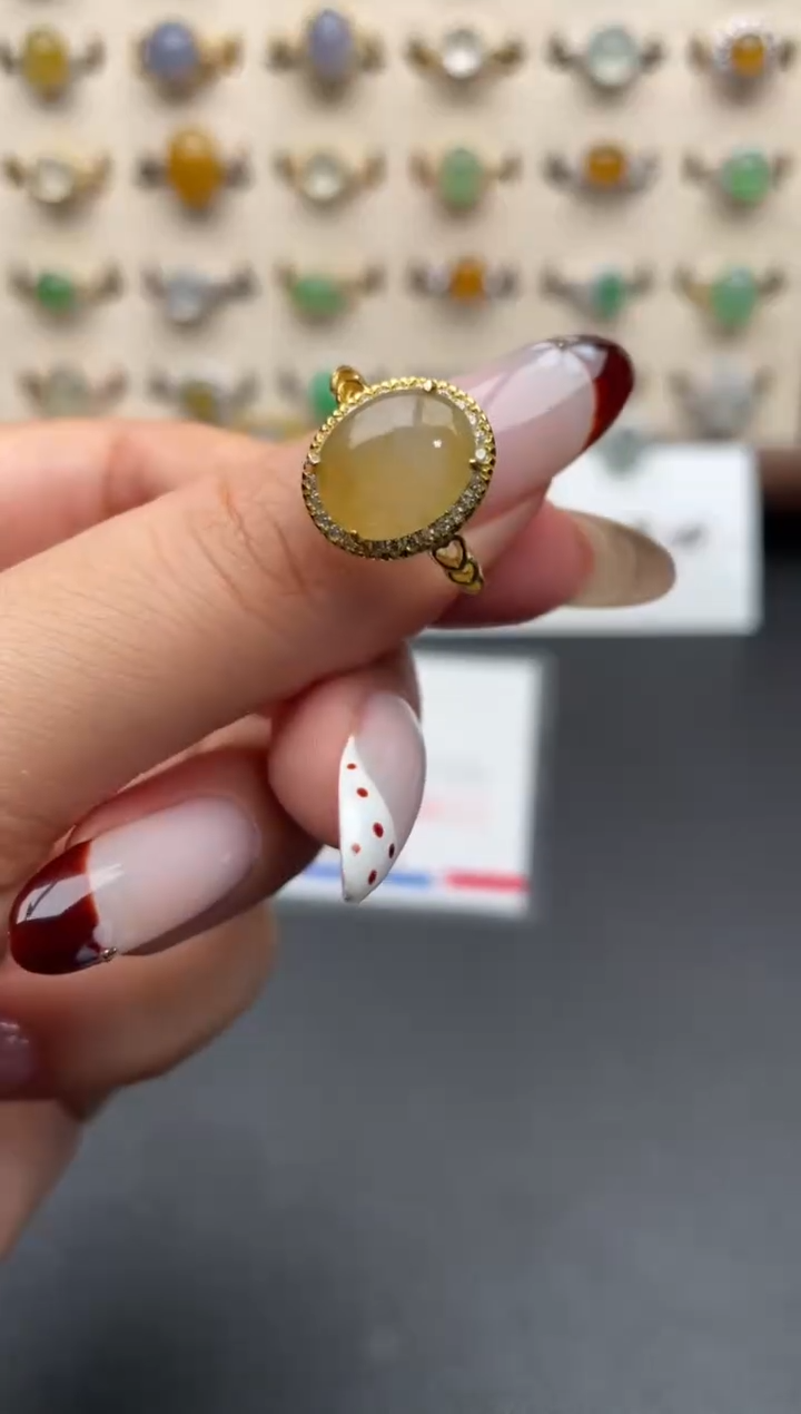 银S925镶嵌戒指翡翠一物一证一礼盒