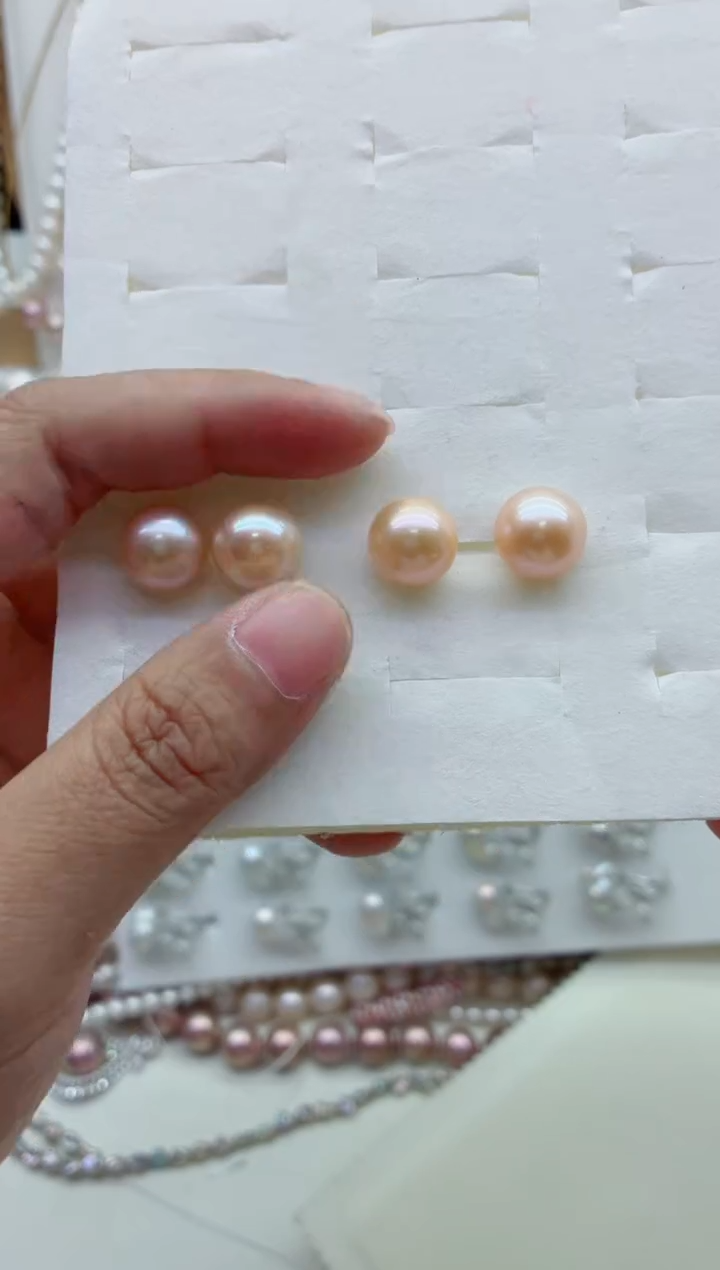 银S925镶嵌淡水珍珠耳钉多样性发其一，非无暇