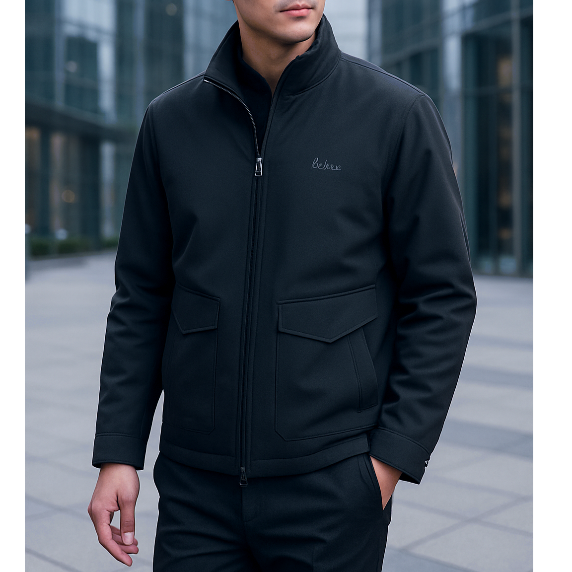 秋冬季夹克上衣百搭简约风立领男装收口袖85035-1