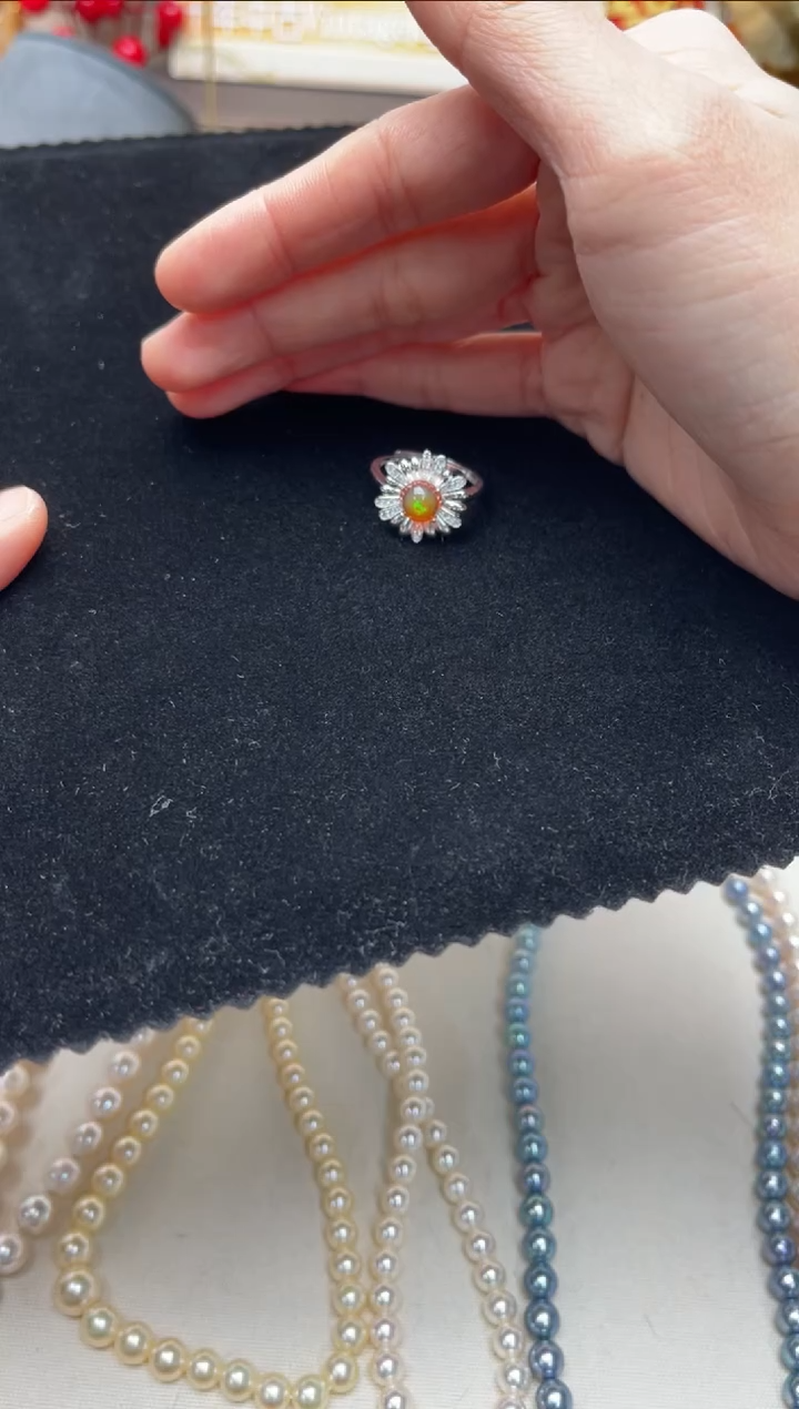 【闪购商品】欧泊戒指银S925镶嵌aj3705