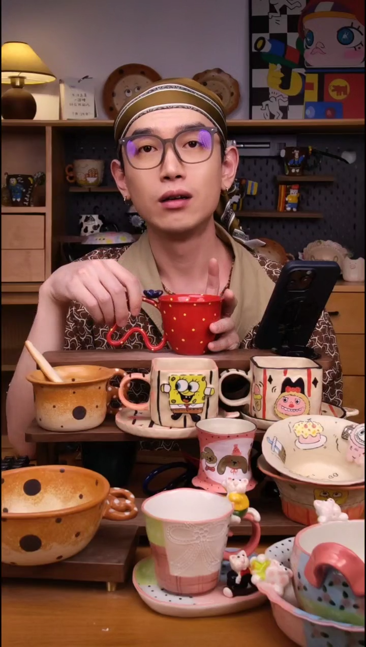 杯子景德镇可爱设计师款陶瓷（红色款）