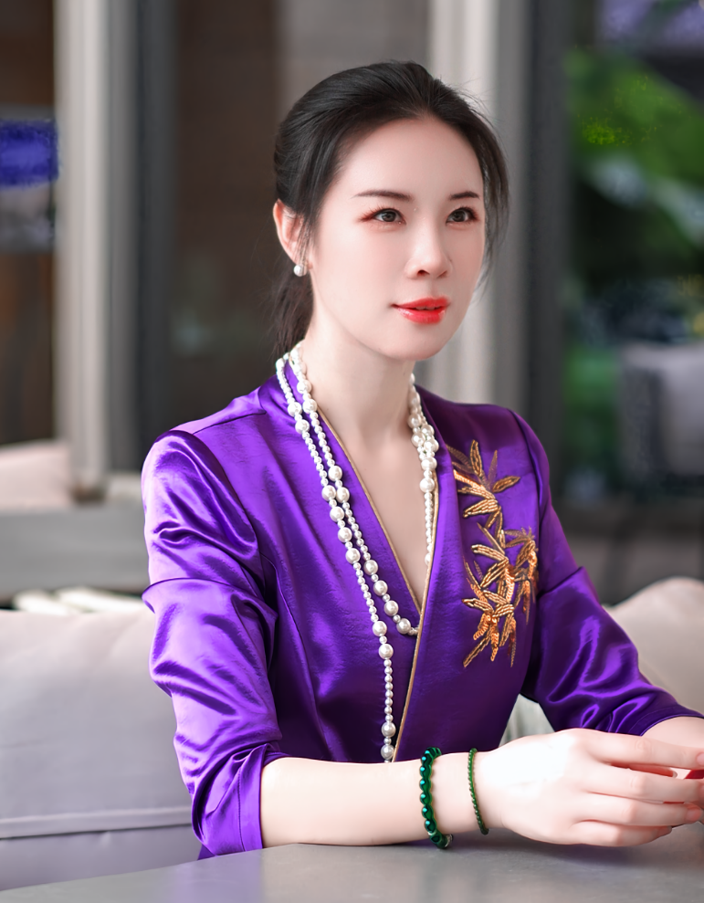 马姑娘专属-26023-2025秋夏新款中式国风竹叶刺绣撞色拼接套装