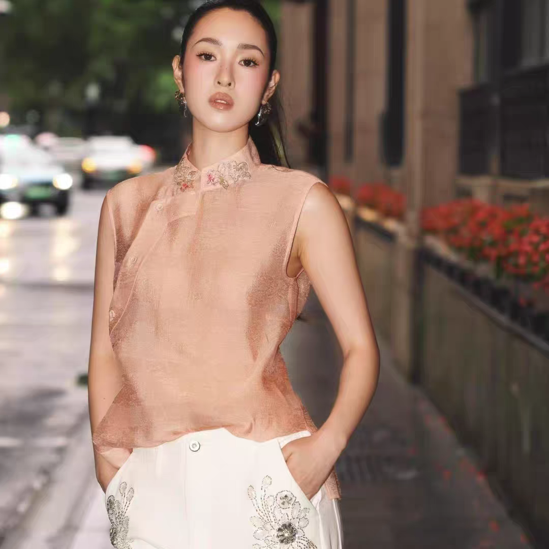 【贵夫人专属】LA MAISON JADE玉琼粉色提花衬衫