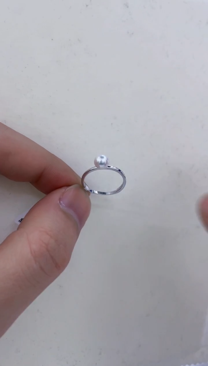 银S925镶嵌戒指淡水珍珠  
