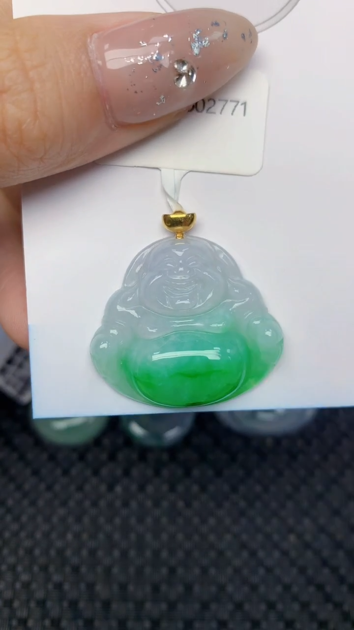 颈饰18K金镶嵌翡翠天然缅甸翡翠a货百元以上9元证书费自理