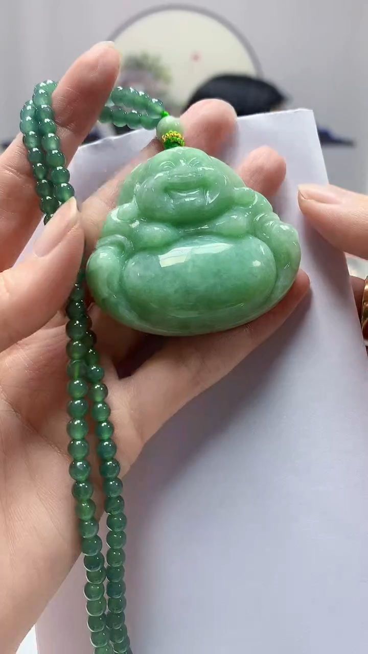 【闪购商品】定制翡翠未镶嵌4852zm-毛货挂件佛赠珠链108