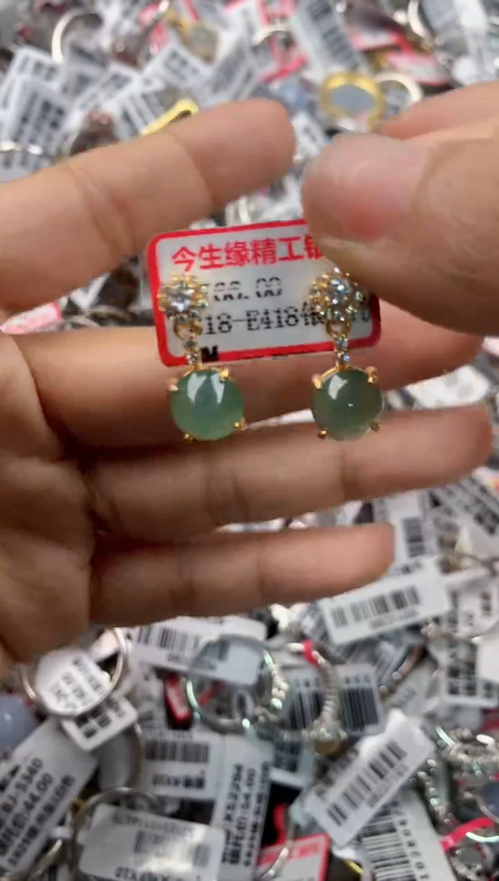 银S925镶嵌戒指翡翠10     10