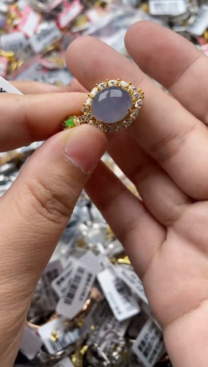 【闪购商品】翡翠戒指银S925镶嵌77777---7