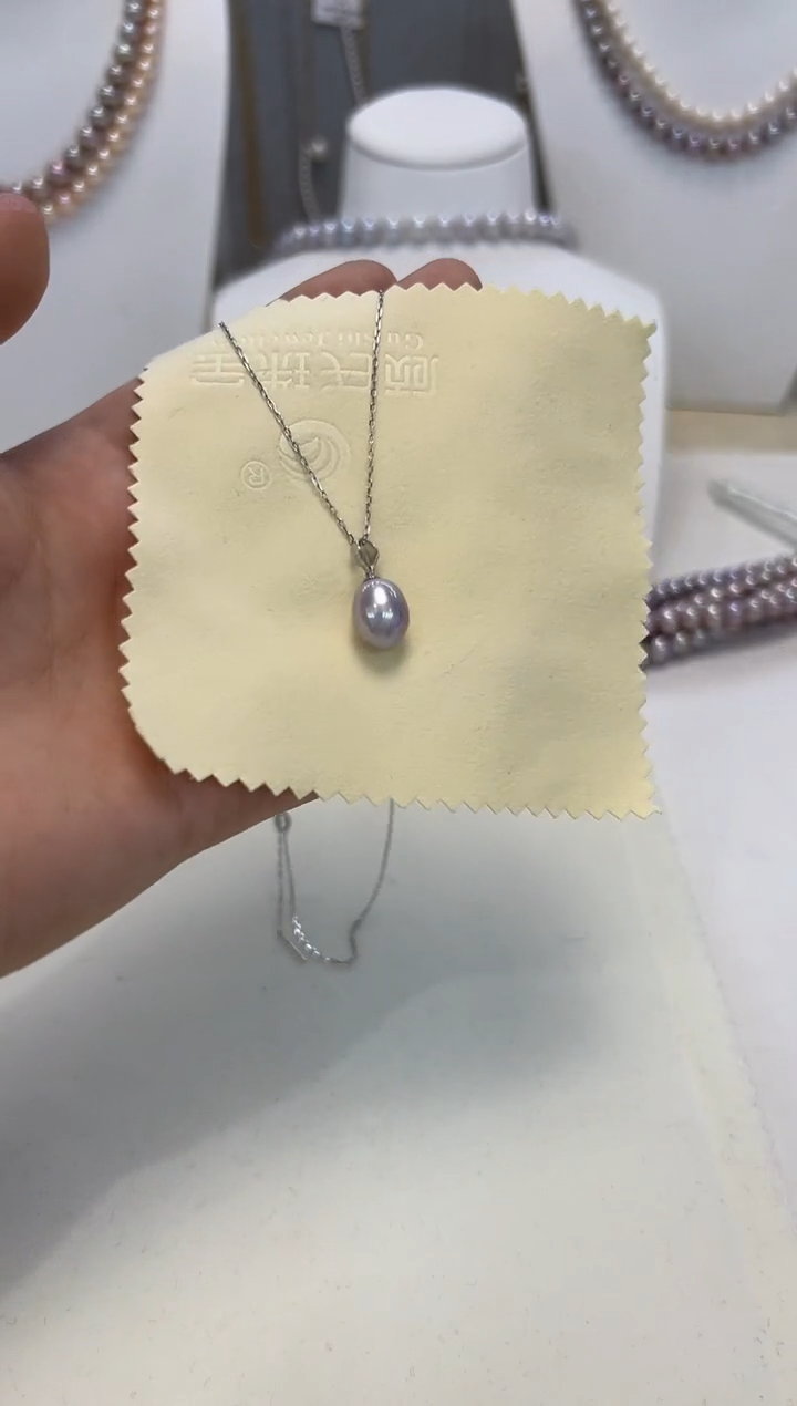 淡水珍珠银S925镶嵌颈饰彩吊坠