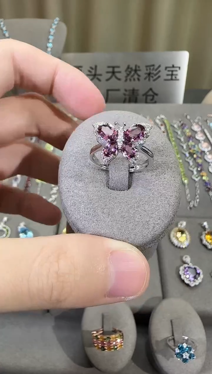 银S925镶嵌戒指石榴石17mm戒指好的设计款