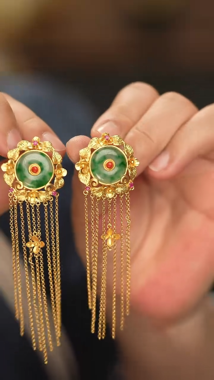 【闪购商品】翡翠耳饰银S925镶嵌新款