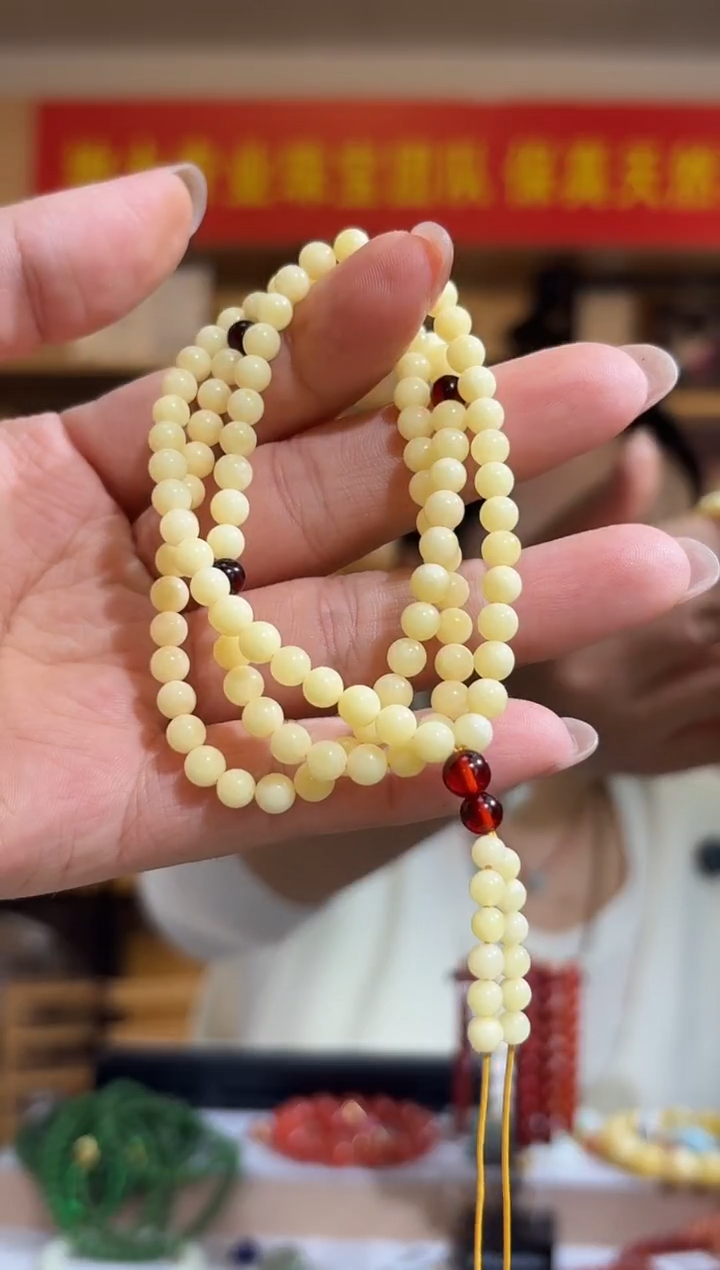 蜜蜡吊坠(不含链)未镶嵌5mm白花蜡（108颗）项链多样性发一